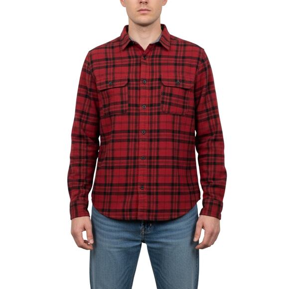 Alesbury Long Sleeve Button Up Flannel Shirt Red Plaid Cotton Men’s Large NWOT - Picture 1 of 9